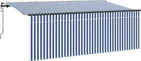 vidaXL Behúzható napellenző Kék és Fehér 350 x 200 cm