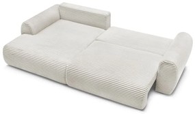 Krémszínű kordbársony kinyitható sarokkanapé (bal oldali) Lucien – Bobochic Paris