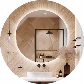 Fürdőszobai Tükör Led 80 CM Kerek Megvilágított Érintőképernyős Anti Fog 3 Szín