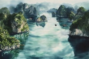 Vászonkép Canvas Tájkép Ázsia Vietnám Ha Long Öböl Kilátás 120x80