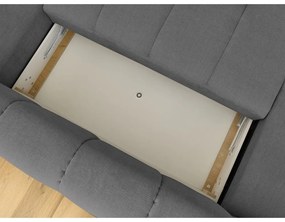 Sötétszürke kinyitható-tárolóhelyes sarokkanapé (jobb oldali-U alakú) Fuji – Bobochic Paris