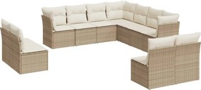 vidaXL 11 részes bézs polyrattan kerti ülőgarnitúra párnákkal