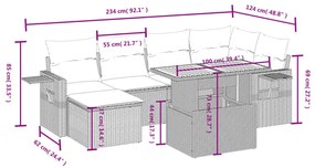 7 részes bézs polyrattan kerti ülőgarnitúra párnákkal