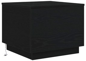 Fekete tölgyszínű dohányzóasztal LED-lámpákkal 50 x 50 x 40 cm