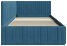 Sarokágy keret fejtámlával Kék 100 x 200 cm Bársony