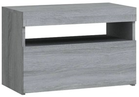 Szürke sonoma színű éjjeliszekrény LED világítással 60x35x40 cm