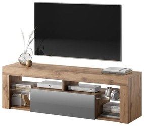 Tv szekrény/asztal Bionca (világítással) (lancelot tölgy + szürke). Akció -15%. 1098607