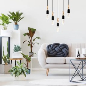 Simon 5xE27/60W/230V fekete függeszték kábellel