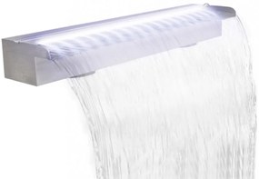 Négyszögletes rozsdamentes acél medence szökőkút LED fényekkel 90 cm