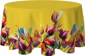 Abrosz Kerek Foltálló Átm. 140 CM Asztalra Kerek Tavaszi Tulipán Minta 809