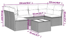 7 részes szürke polyrattan kerti ülőgarnitúra párnákkal