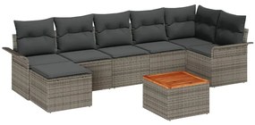 vidaXL Kerti Kanapé Szett tárolóval 8 pcs Szürke polirattan