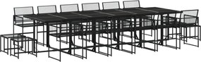 vidaXL 17 részes fekete polyrattan kerti étkezőgarnitúra