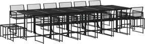 vidaXL 17 részes fekete polyrattan kerti étkezőgarnitúra
