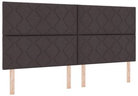 Box Spring ágy matraccal és padról sötétbarna 200x200 cm szövet
