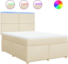 vidaXL krémszínű szövet rugós ágy matraccal 140 x 190 cm
