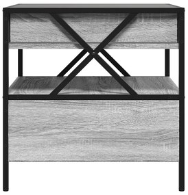szürke sonoma végtelen hatású LED-es dohányzóasztal 50x50x51 cm