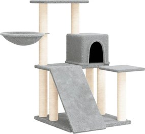vidaXL világosszürke macskabútor szizál kaparófákkal 82 cm