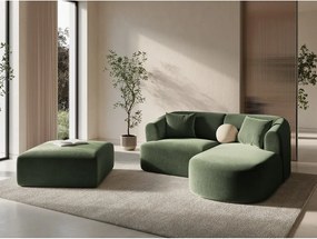 Zöld bársony sarokkanapé (jobb oldali-heverő résszel) Campi – Cosmopolitan Design