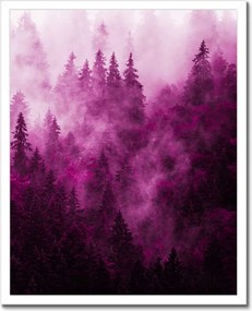 Poszter fehér keretben 40x50 Tájkép Rózsa Hegyek Köd