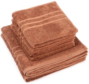 Classic kéztörlő és törölköző szett, barna, 4 db 50 x 100 cm, 2 db 70 x 140 cm, 4 db 50 x 100 cm, 2 db 70 x 140 cm