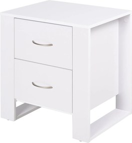 HOMCOM éjjeli szekrény 2 fiókkal, lábakkal és megemelt alappal, modern stílusban, 48x39x54 cm Fehér | Aosom