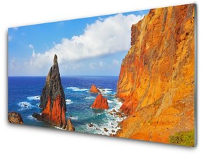 Üvegkép falra Cliff-tenger partja 100x50 cm