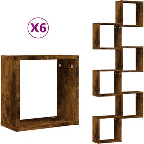 vidaXL 6 db füstös tölgy színű fali kockapolc 30 x 15 x 30 cm