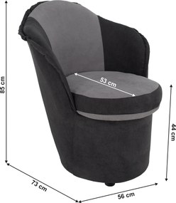 Fotel tárhellyel, sötétszürke/világosszürke, PERSI