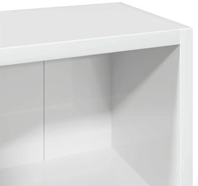 2 db magasfényű fehér forgácslap CD-szekrény 21 x 16 x 93,5 cm