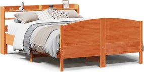 vidaXL viaszbarna tömör fenyőfa ágy matrac nélkül 135 x 190 cm