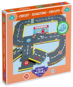 CRAZY MOTORS autópálya - Városi kőrút - City circuit - Giant puzzle - 26 pcs