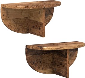 vidaXL Falpolc Falra szerelhető 2 pcs Öreg fa 38 x 19 x 19 cm Faanyag