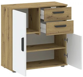 BASIC TWO Komód Tölgy/Fehér Színben 70 cm