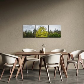 Egy zöld fa képe a mező közepén (órával) (90x30 cm)