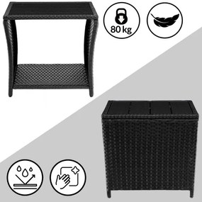 Casaria® Vedis rattan asztal 45x45x40cm - fekete