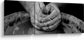 Fekete-fehér kép - kerámia gyártás (órával) (90x30 cm)
