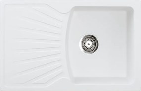 Quadro Plus Metalac 137409 Gránit Mosogatótálca - Extra mély, Csepegtetőtálcás, Fehér