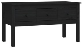 Fekete tömör fenyőfa dohányzóasztal 102 x 49 x 55 cm