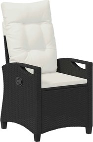 Fekvő Kerti Szék Fekete és Krém 56 x 60 x 112 cm polirattan