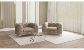 Szürkésbézs bársony fotel Chelsea – Ropez