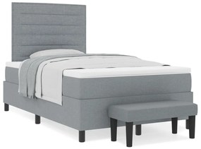 Box Spring Ágy Matraccal és Pad Világosszürke 120x190 cm Szövet