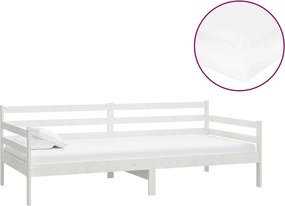 vidaXL fehér tömör fenyőfa dívány matraccal 90 x 200 cm