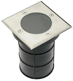 Lámpa Kerti lámpatest ALFA-K, négyzet, GU10 (max. 50W), IP67,  AC220-240V, 50/60Hz, (13x11cm) inox