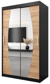 Ruhásszekrény 120 cm Eclipse (matt fekete + artisan tölgy). 1063391