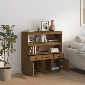 mézbarna tömör fenyőfa magasszekrény 100 x 40 x 108,5 cm