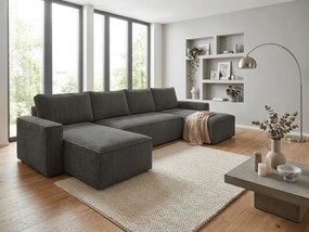 AKCIÓ sötétszürke U alakú ülőgarnitúra SMART COSARO 295x140 cm II. minőség