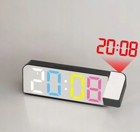 Színes Led Tükör Ébresztőóra Óra Kivetítés Dátum Hőmérséklet Riasztás