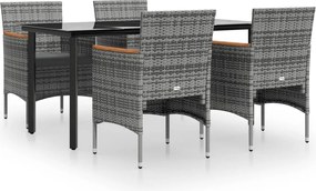 vidaXL 5 részes szürke és fekete kerti étkezőgarnitúra párnákkal