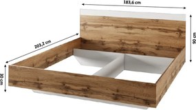 Dupla ágy, 180x200, tölgy wotan/fehér, GABRIELA